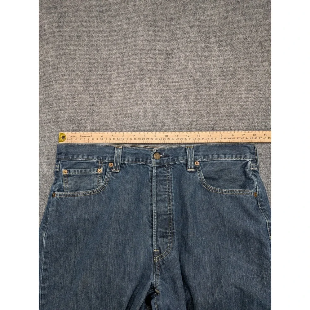 Levis 501 Mens Straight Leg Button Fly Jeans Classic Blue‎ Denim Pants 36x31